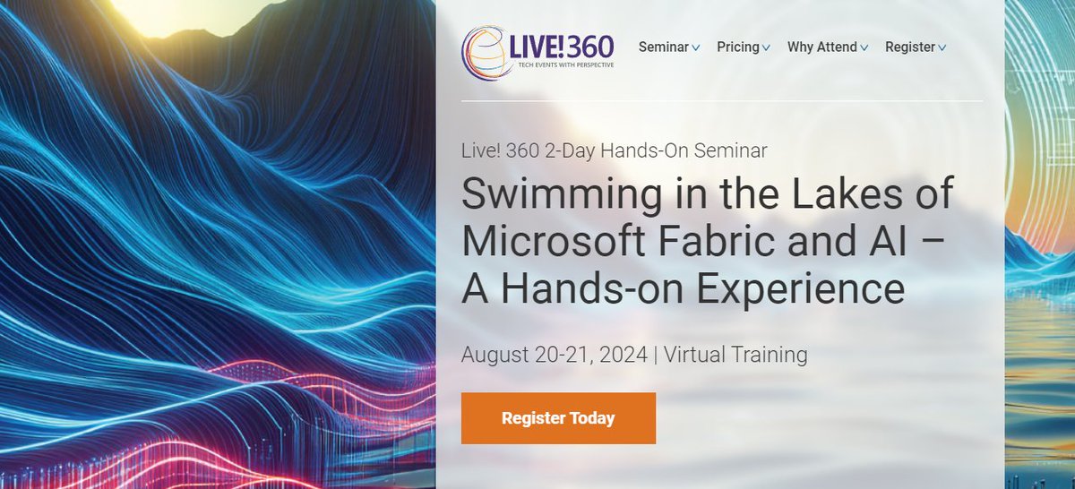 I am looking forward to presenting an intense 2 day Hands-on workshop on Microsoft Fabric in partnership with #Live360events ! Register today live360events.com/events/trainin… to learn and try out #OneLake #DataEngineering #DataFactory #DataScience #AI #DataWarehouse #RealTimeAnalytics