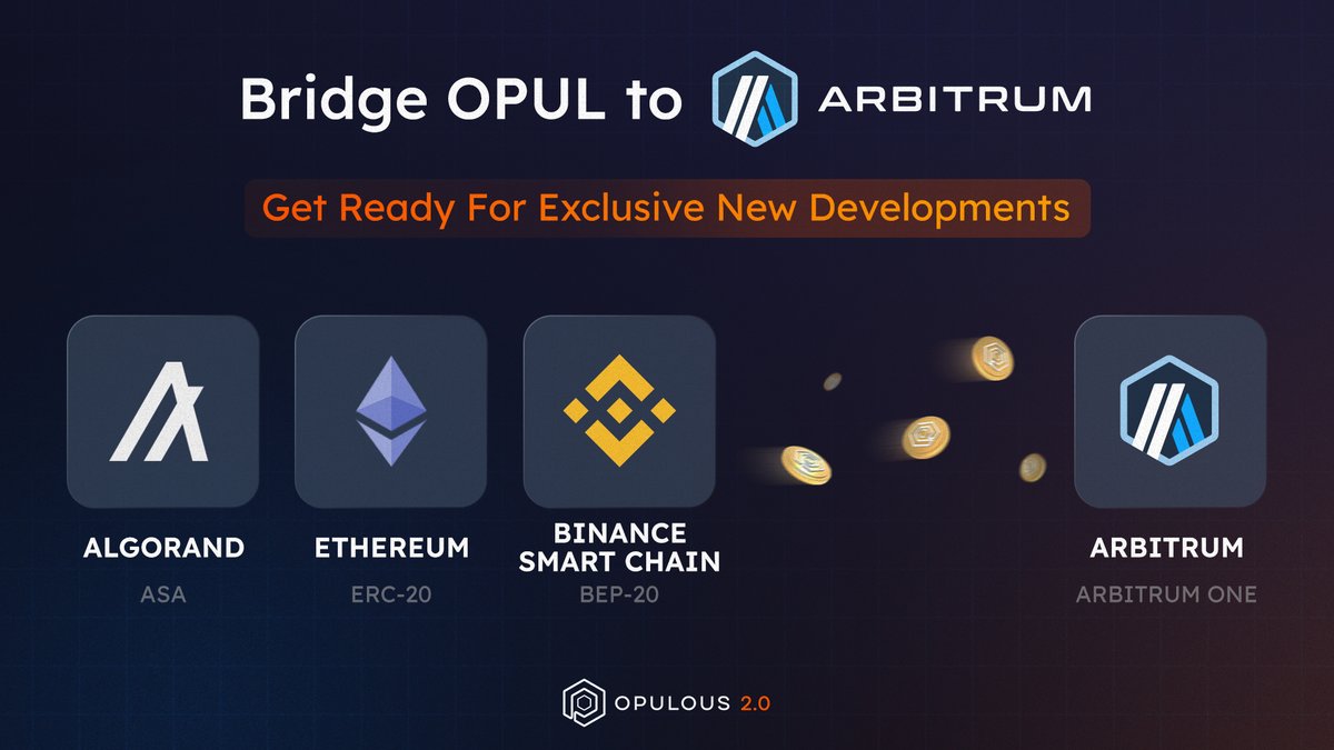 🪙 Bridge your OPUL Exciting news! We're close to launching our new $OPUL staking on @arbitrum , enabling you to earn APY and snag Opulous Tickets for MFT Airdrops & more. Don't miss out on exclusive opportunities and imminent airdrops! Bridge now 👉 messina.one/bridge