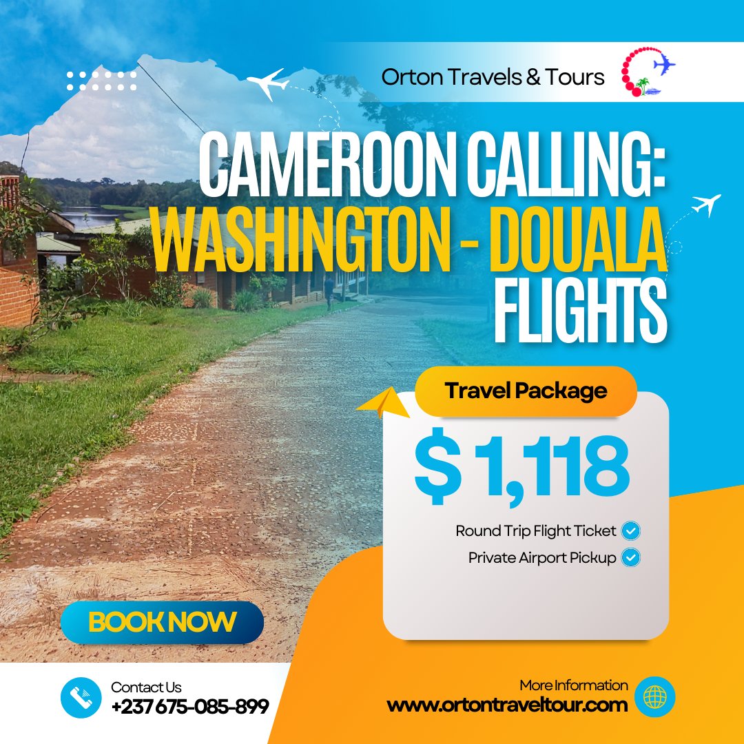 In search of flight tickets to and from Cameroon? We are a message/call away.

#flights #flightticket #airporttransfer #airport #airplane #travel #Cameroon