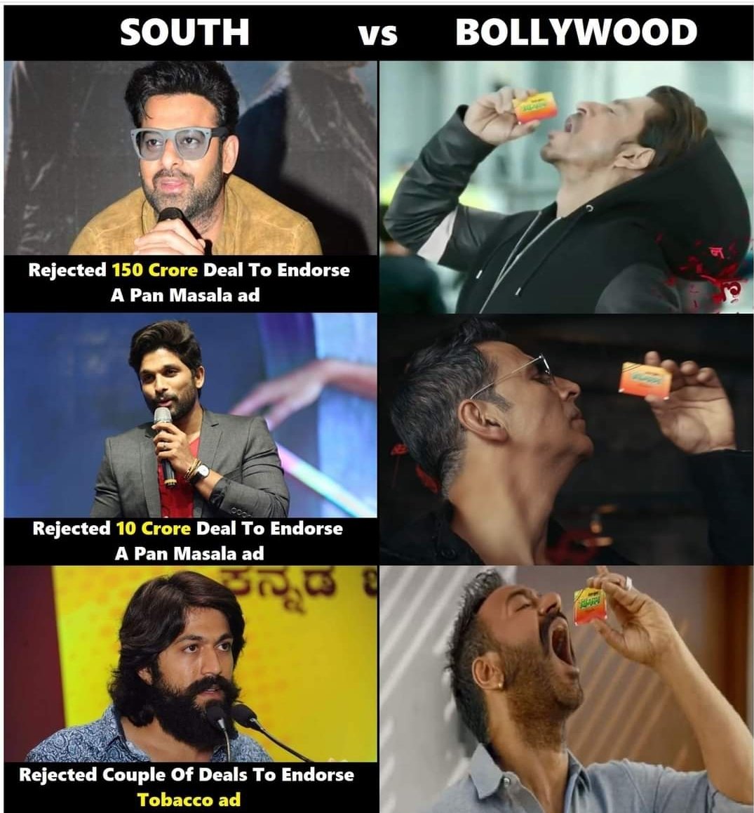 Difference between 
South & Bollywood 

Bollywood has no morality ❌ #bollywoodstyle #bollywoodcelebrity #Bollywoodnews