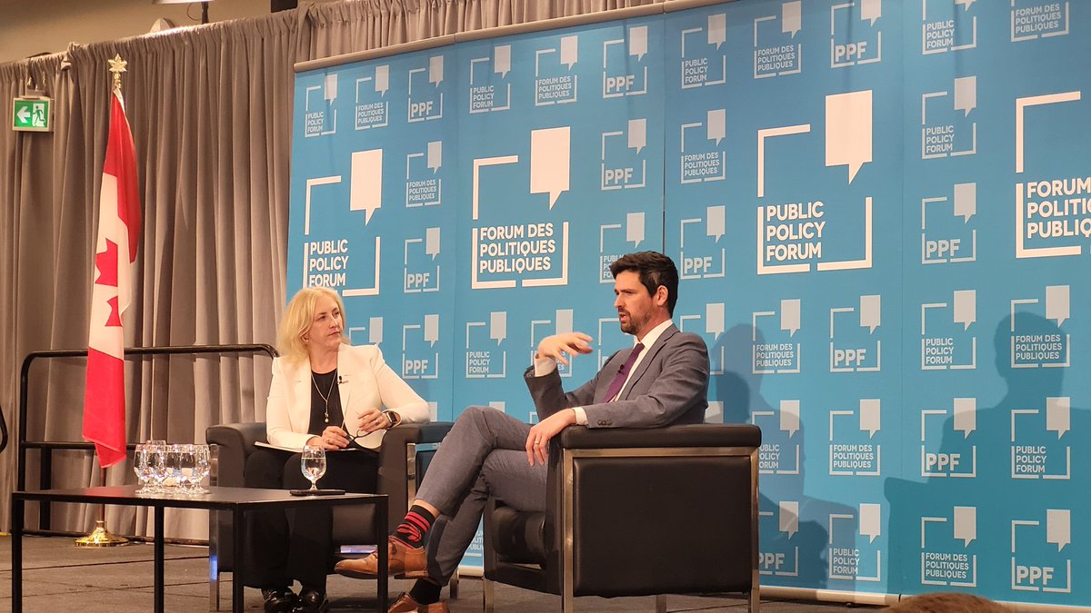 Listening to The Honourable <a href="/SeanFraserMP/">Sean Fraser</a>, Minister of Housing, Infrastructure and Communities in Conversation with the Hon. <a href="/lraitt/">Hon. Lisa MacCormack Raitt P.C.</a>, Vice-Chair of Global Investment Banking, CIBC, as part of <a href="/ppforumca/">Public Policy Forum</a>'s "#CanadaGrowthSummit 2024: Fixing productivity once and for all"