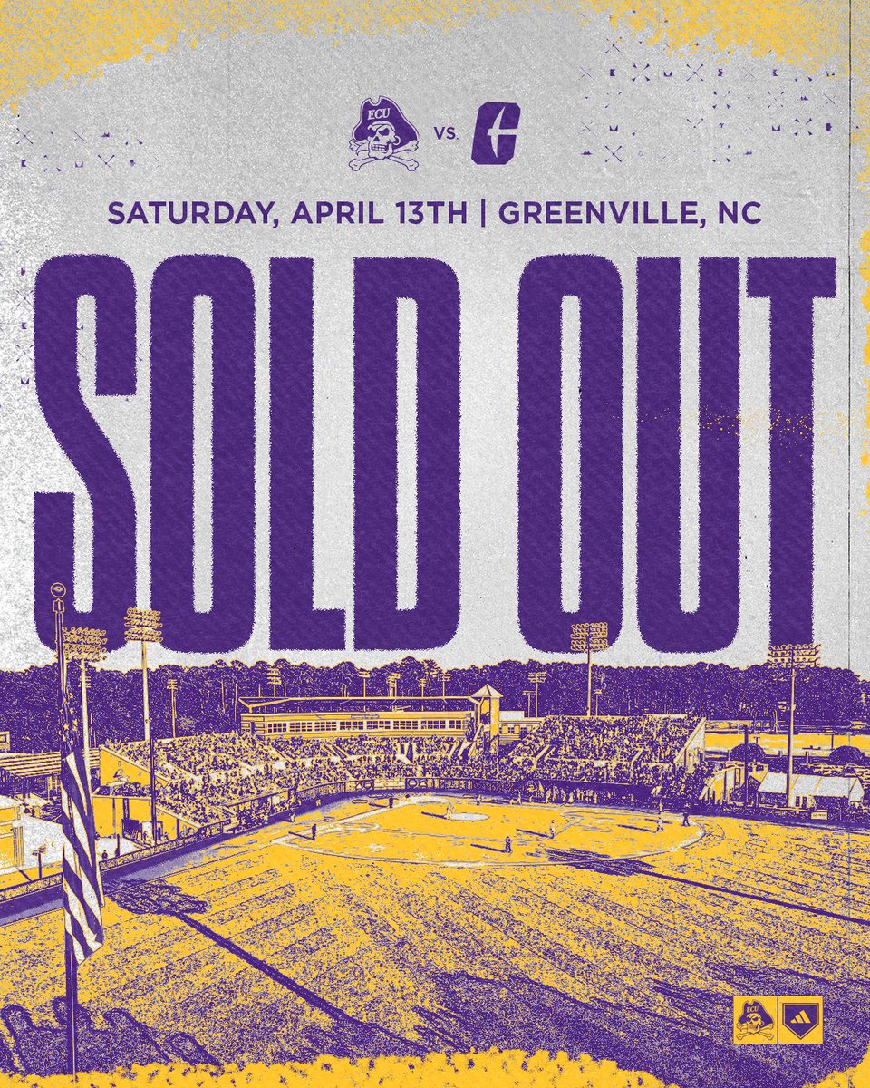 Saturday's game vs. Charlotte on April 13th is SOLD OUT! Limited student tickets will be available for pick up at the Clark-LeClair Stadium box office starting two hours before the game. 🏴‍☠️ #PIRATES