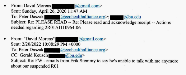 🚨BREAKING🚨 Whistleblower provides new evidence of Dr. David Morens — a top advisor to Dr. Fauci — allegedly using his Gmail account to hide COVID origins information and avoid FOIA laws. Dr. Morens used his Gmail to communicate with @EcoHealthNYC President Dr. Peter Daszak👇