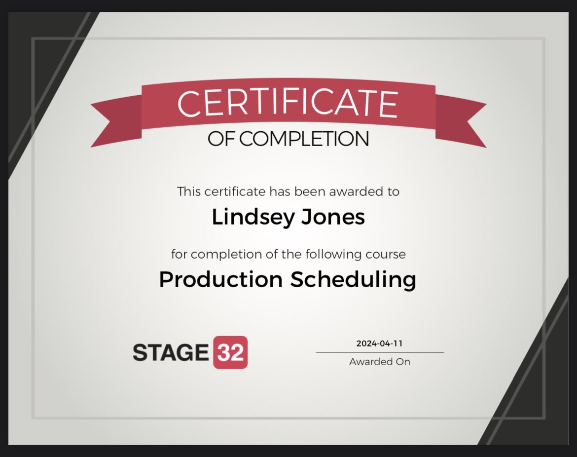 I received my certificate from @Stage32 !! This course was very informative and I'm grateful for the knowledge of industry professionals who teach these classes.