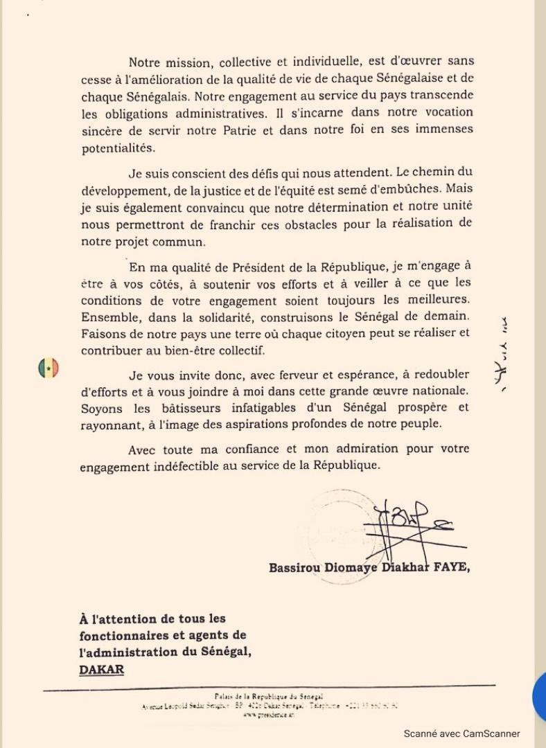 Lettre de @DiomayeFaye a l’administration « jub jubal jubanti »