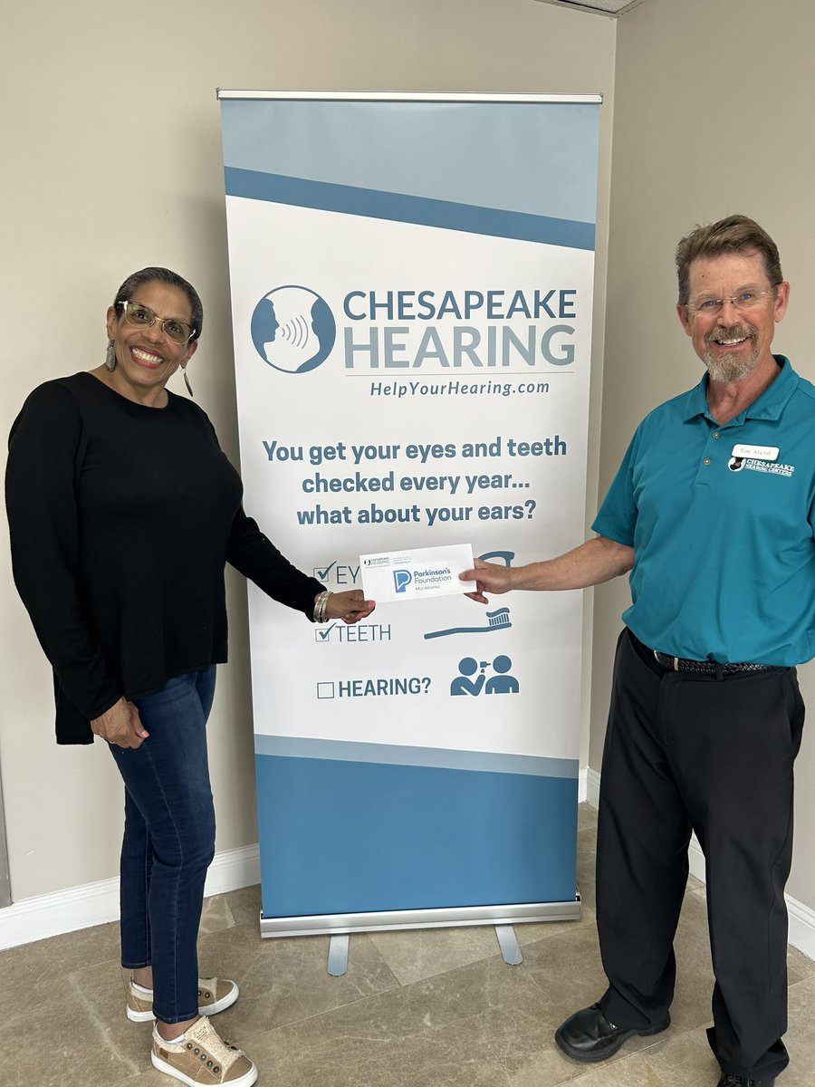We had the pleasure of presenting a check yesterday to Dawn Lewis with the MidAtlantic Parkinson’s Foundation. They were the recipients of our February Charity of the Month. Hopefully, this check will assist in finding a cure!!#charityofthemonth #chesapeakehearing #betterhearing