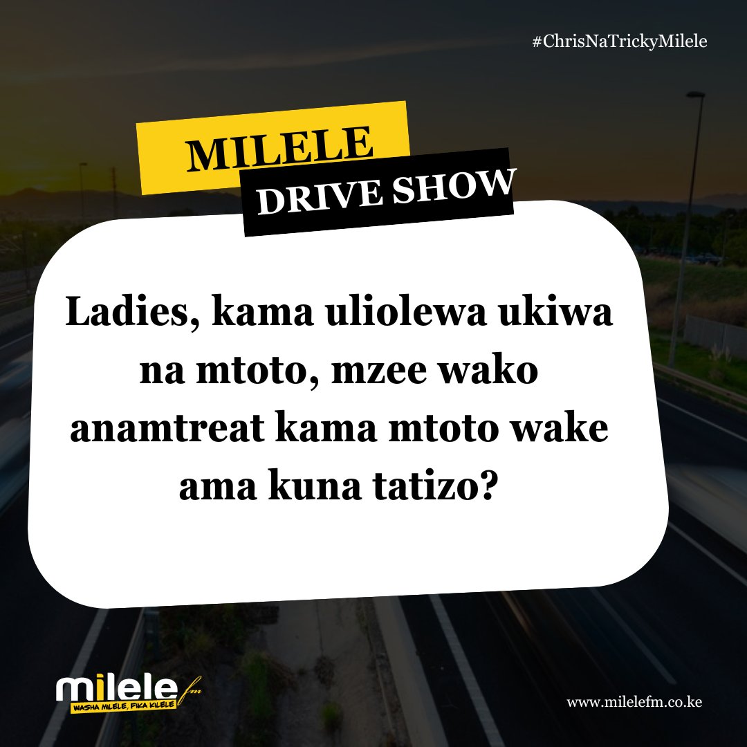 Ladies, kama uliolewa ukiwa na mtoto, mzee wako anamtreat kama mtoto wake ama kuna tatizo?
#ChrisNaTrickyMilele