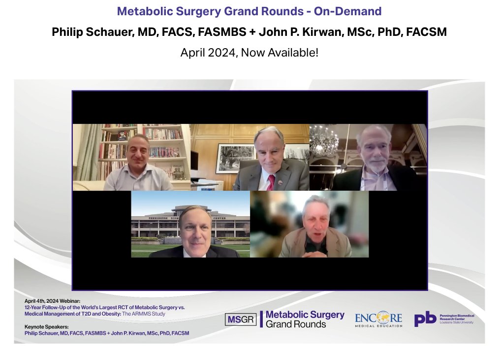 Now Available OnDemand: Discussion of ARMMS Study! pbgrandrounds.org @DrJohnKirwan @FRubinoMD @PBRCNews @ADA_DiabetesPro @TheAACE @TheEndoSociety @ASMBS @IfsoSecretariat @IBCClub1 @Bariatric_doc @NeilFlochMD @rvcohen @Ali_Aminian_MD @davearterburn @NIDDKgov @NIH