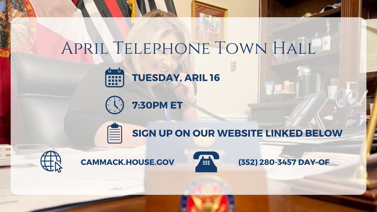 Another reminder about our April telephone town hall this coming Tuesday, April 16th at 7:30pm ET. To sign up, click the link below. We look forward to hearing from you. SIGN UP ➡️ bit.ly/3UdhjQl