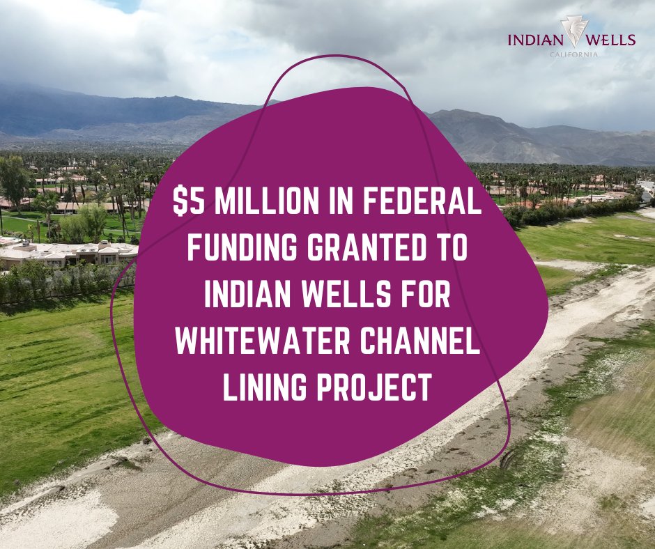 🌟 #IndianWells has secured a $5 million federal grant thanks to Congressman Ken Calvert! 🌟

This grant will fund the work needed on the Whitewater Channel Lining Project to boost flood protection, drive economic growth and create jobs.

➡️ Learn more: bit.ly/3vVZIDd