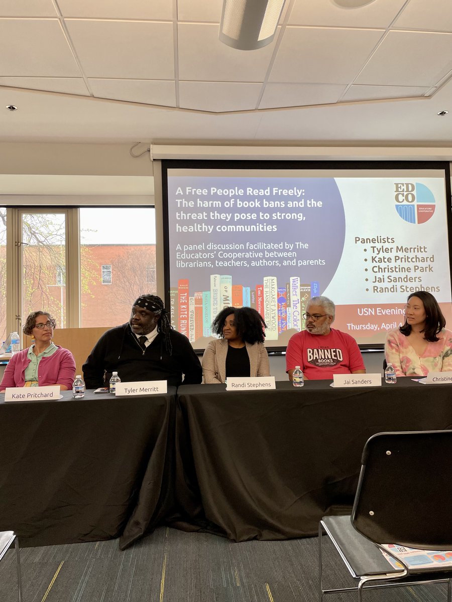 Last Thursday, we facilitated our @USNEveningClass panel on Banned Books. There is power in talking about hard things! Special thanks to our incredible panelists Tyler Merritt, Kate Pritchard, Christine Park, Lerai Harrison-Stephens, Jai Sanders, @OLoughness, & @ANystrand.