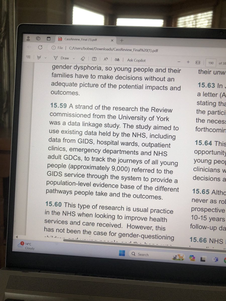 This is the data linkage study the team were trying to conduct. It would have helped track the health journeys of those treated at the gender clinics. Vital data with international significance.