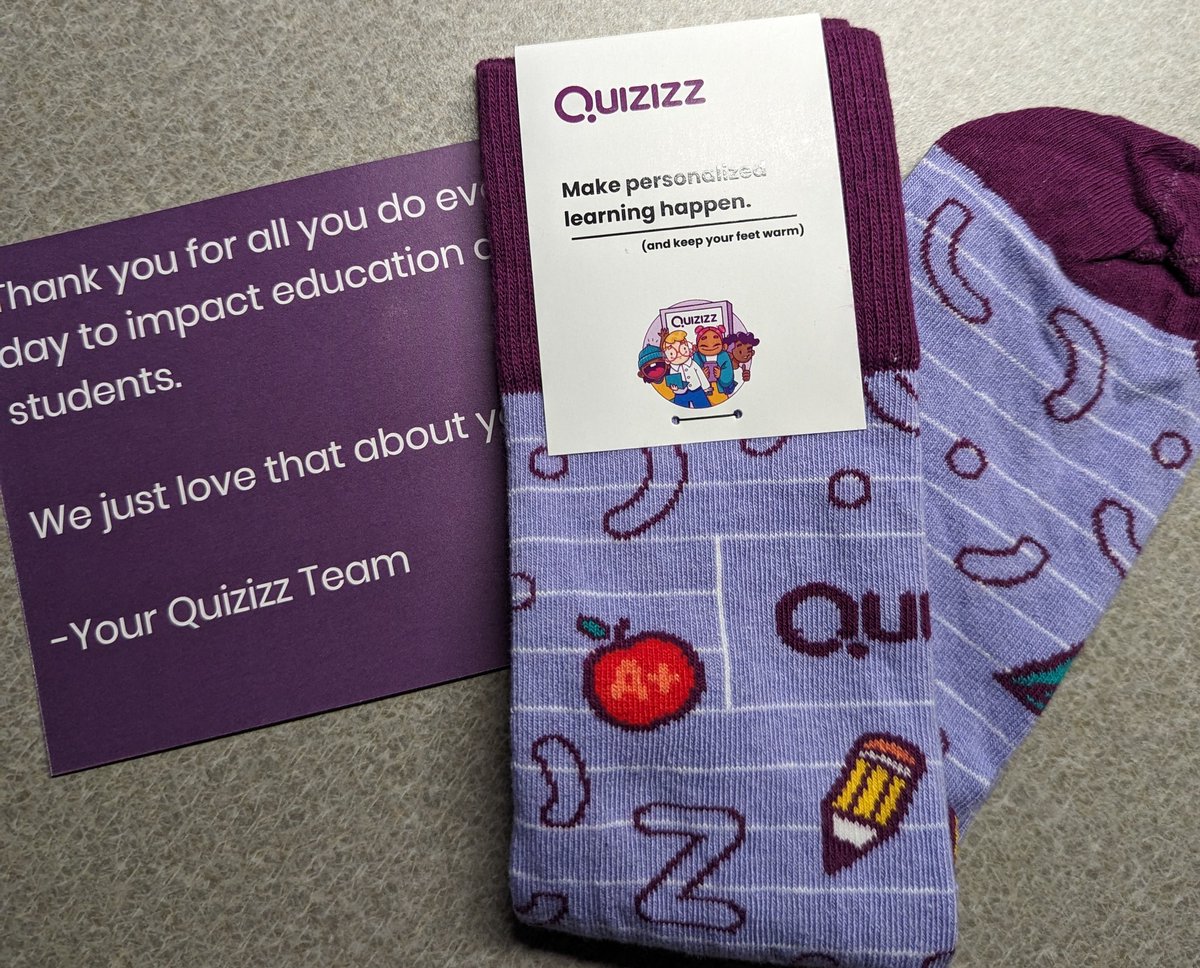 I am loving these socks from @quizizz . Thank you for the gift and for recognizing educators.