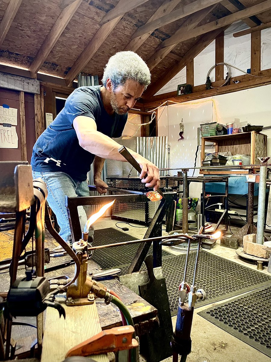 Spent a wonderful afternoon at the studio of Sterling Powell, aka BellinghamBayGlassworks.com He makes art, does commissions, teaches lessons… he’s a deep font of knowledge and a beacon of creative energy- check him out in person or online. He’s having a tent sale this weekend.