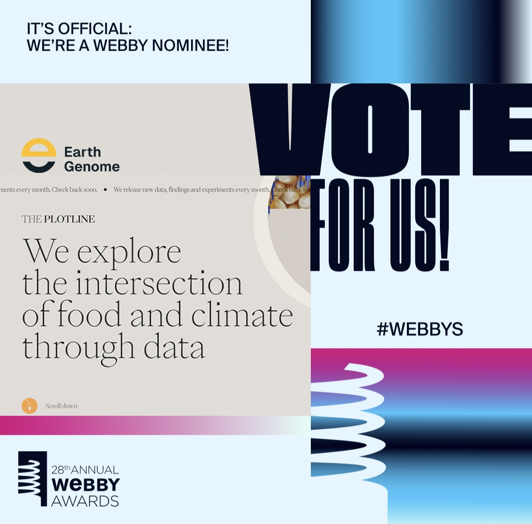 Earth Genome (@earthgenome) on Twitter photo Beyond proud of <a href="/the_plotline/">The Plotline</a> team for their cutting-edge work exploring food & climate thru data. Take a minute to vote today & help them win a #webby!🗳️
vote.webbyawards.com/PublicVoting#/… Beyond proud of <a href="/the_plotline/">The Plotline</a> team for their cutting-edge work exploring food & climate thru data. Take a minute to vote today & help them win a #webby!🗳️
vote.webbyawards.com/PublicVoting#/…
