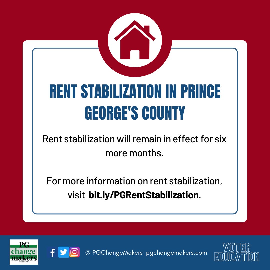 Rent stabilization in Prince George's County will remain in effect for six more months

#PGRentStabilization #VoterEducation