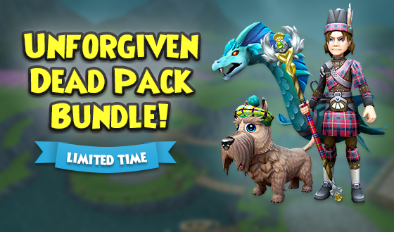 Beware the loch monsters! 🐲 The Unforgiven Dead Pack Bundle is back and gives you 12 Unforgiven Dead Packs for the price of 10! Don't delay - this pack bundle will leave the Crown Shop on 4/14! #Wizard101