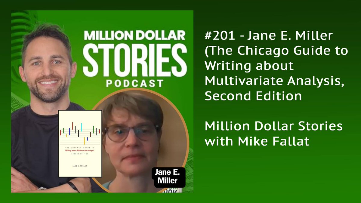 Prof. Jane E. Miller – Author of “The Chicago Guide to Writing about #Multivariate #Analysis, Second Edition” – was featured on the Million Dollar #Book Agency #podcast: blog.milliondollarbookagency.com/jane-e-miller-…