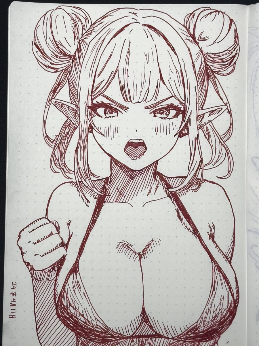 Tsundere Elf in a Bikini- Fountain Pen Sketch
#artmoots #smallartist  #art #originalart #illustration #lineart #animestyle #drawing #elf #elffantasy #elffemale #elfgirl #fantasy #fantasycharacter #fantasyillustration #fantasyart #sketch #analog #fountainpen #bikini #eroelf