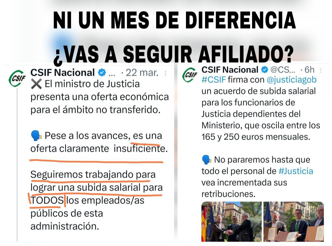 Y tú, ¿Vas a seguir afiliado a @CSIFJusticiaNac ? #huelgajusticia #justiciasolucion