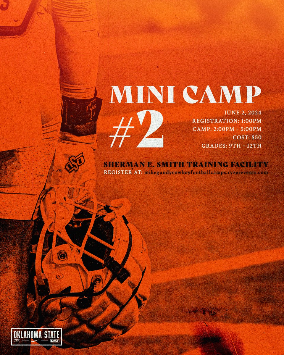 Mini camp registration is open! We have 2️⃣ sessions, morning and evening! Register below ⬇️ okla.st/CowboyFootball…
