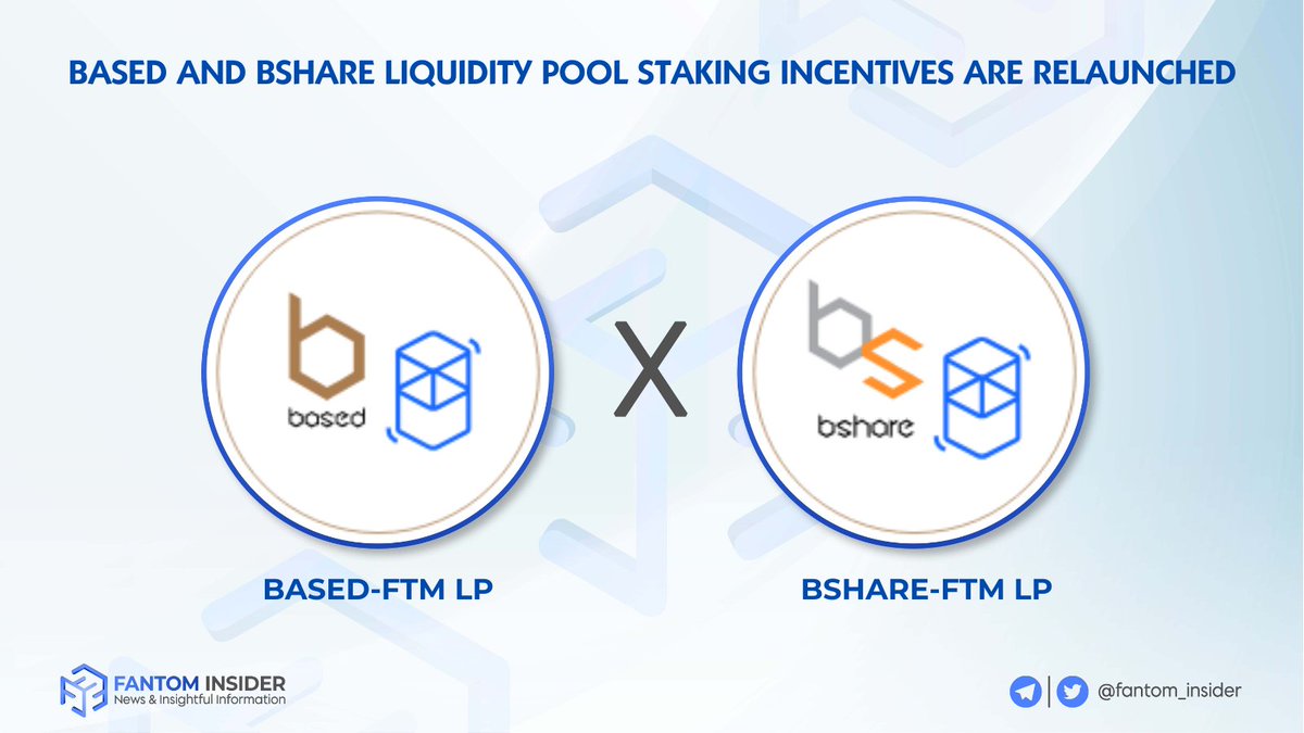 🎉 One of the #Fantom OG is coming back 🎉 @BasedFinance is an outstanding project of the @FantomFDN ecosystem in the last bull run and has been building great works until now 💪 🏦 It's great to announce that $BASED & $BSHARE liquidity pool staking incentives have been…