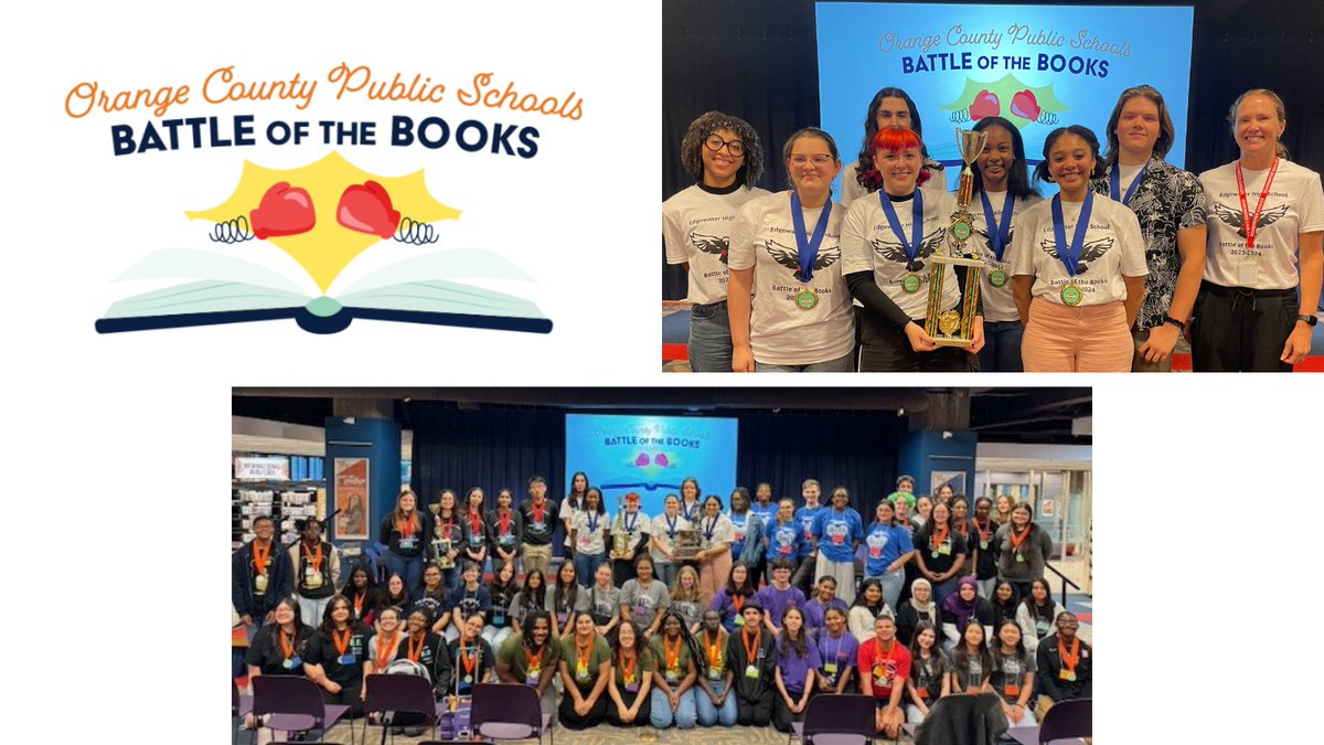 Congrats to @EdgewaterEagles Battle of the Books team for placing 1st out of 13 teams in the district. All of the amazing readers did a great job today. #OCPSreads thanks our amazing volunteers! Thank you to @oclslibrary for hosting the event! @OCPSnews