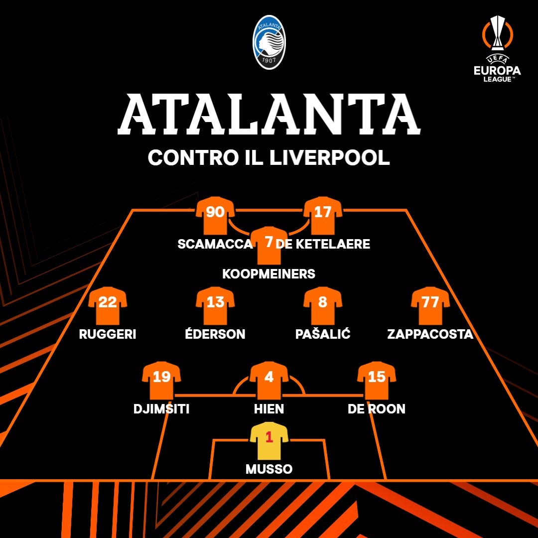 🔵⚫ La formazione dell'Atalanta per la trasferta di Liverpool #UEL