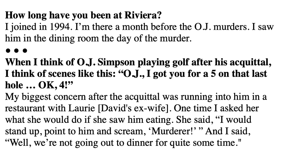 With today's O.J. Simpson news, I'm reminded of Larry David's comments in an interview Larry did with Bill Scheft (@GolfDigest, October 2015):