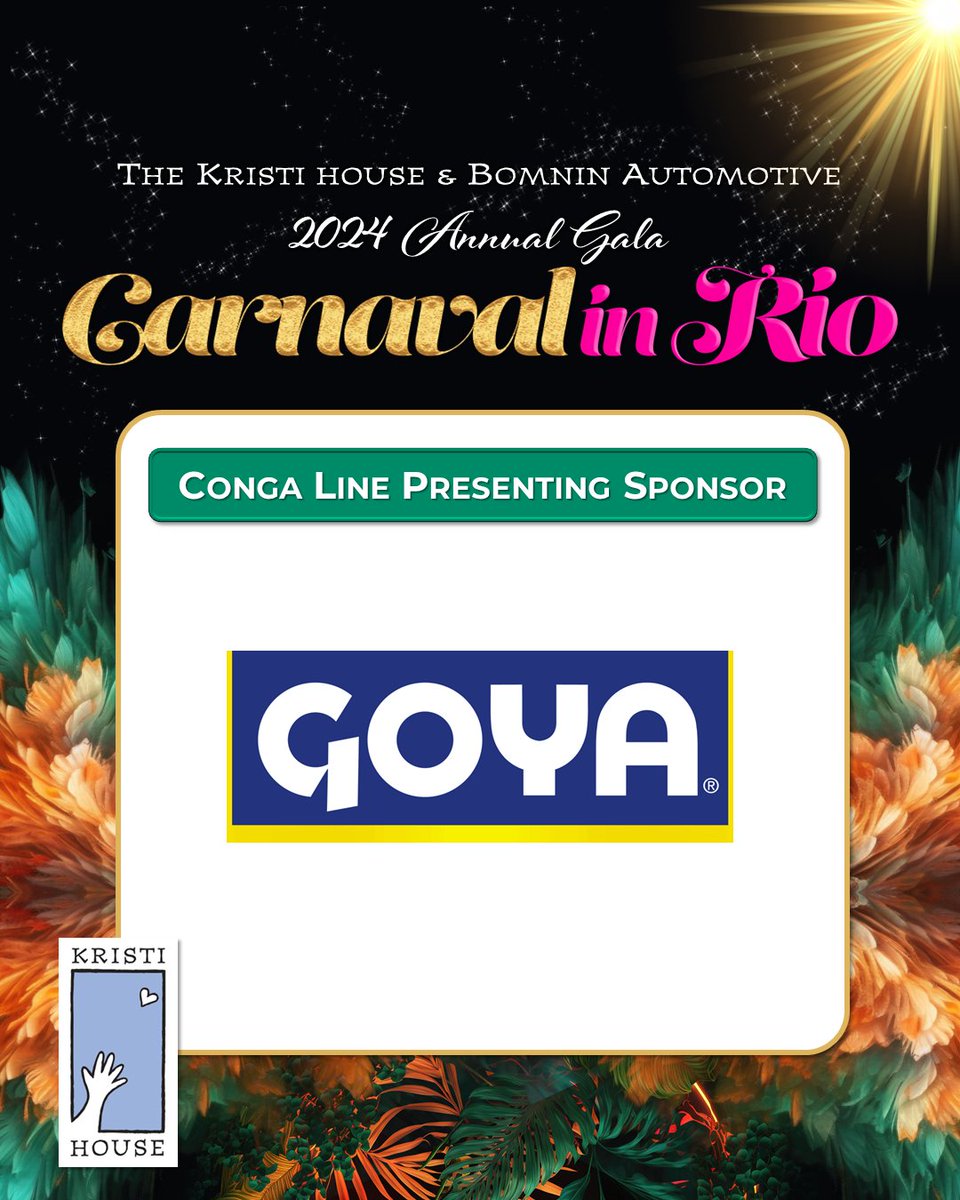 Celebrating our Presenting Sponsor of Saturday's 'Carnaval in Rio' Gala, Goya. Thank you for your generous commitment to protecting our most vulnerable children from the traumas of abuse and trafficking. Bid now to support: bidpal.net/khgala2024 @GoyaFoods, @GoyaCares