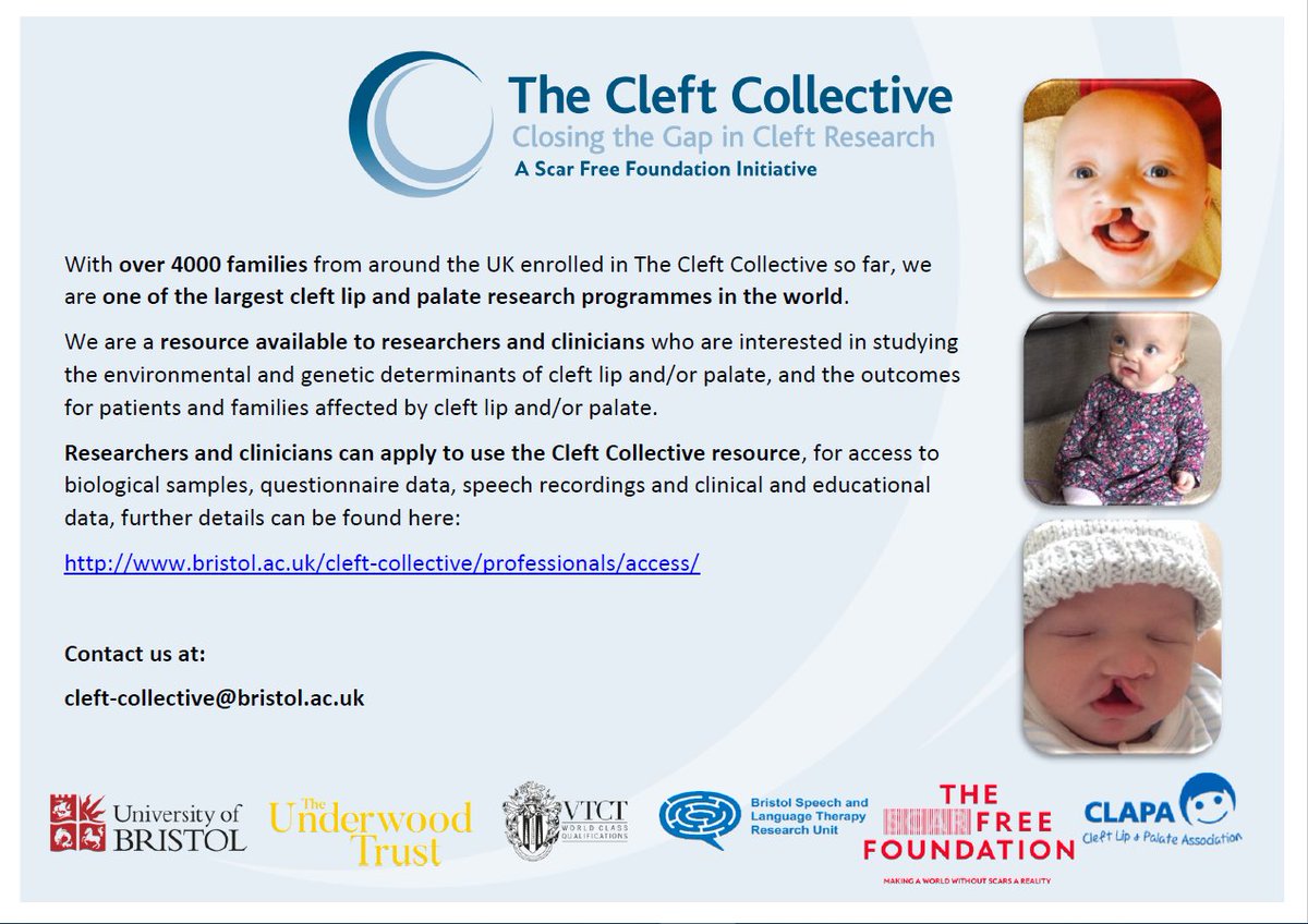 The Cleft Collective will be hosting the panel 'Evidence Based Clinical Practice: What can we learn from large multi-centre longitudinal studies?' at 3.45pm (MDT) today #ACPAAM24 in Plaza Ballroom F. We'd love to see you there! 
@yvonnewren @stephmck1971 @Fell_Surg @Brisdental
