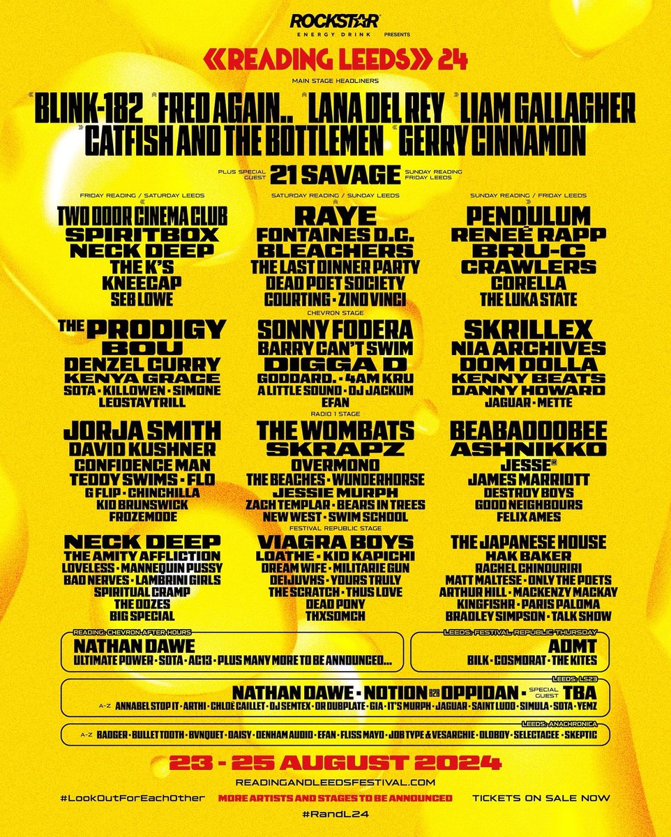 WERE PLAYING THE MAINSTAGE BABY! Along with @liamgallagher @thebottlemen and our good friends @Corellamusic . Grab your tickets now from readingandleedsfestival.com