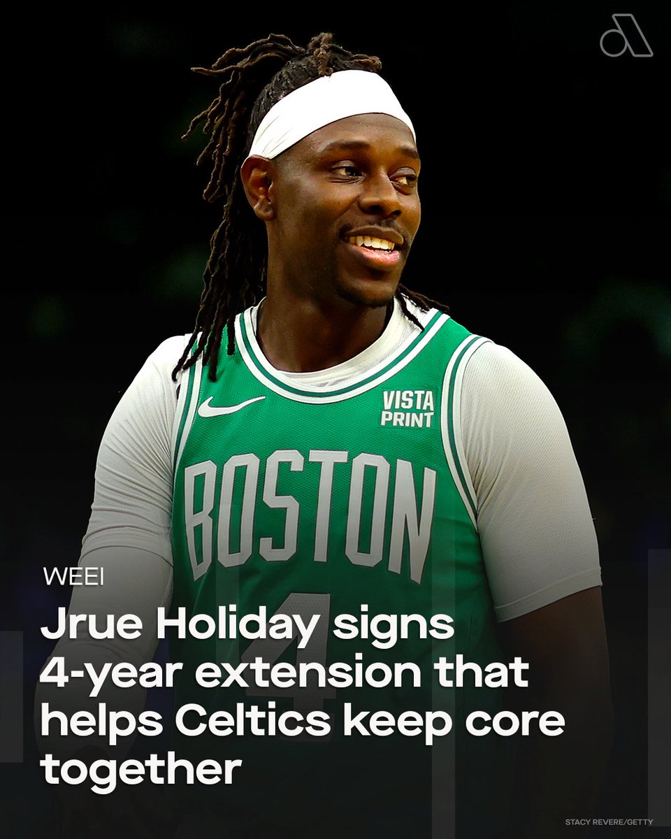 Jrue Holiday has signed a four-year, $135 million extension with the Boston Celtics. The deal saves the Celtics money against the cap next season and helps them keep their entire core together. More: auda.cy/4aMFASY via @WEEI