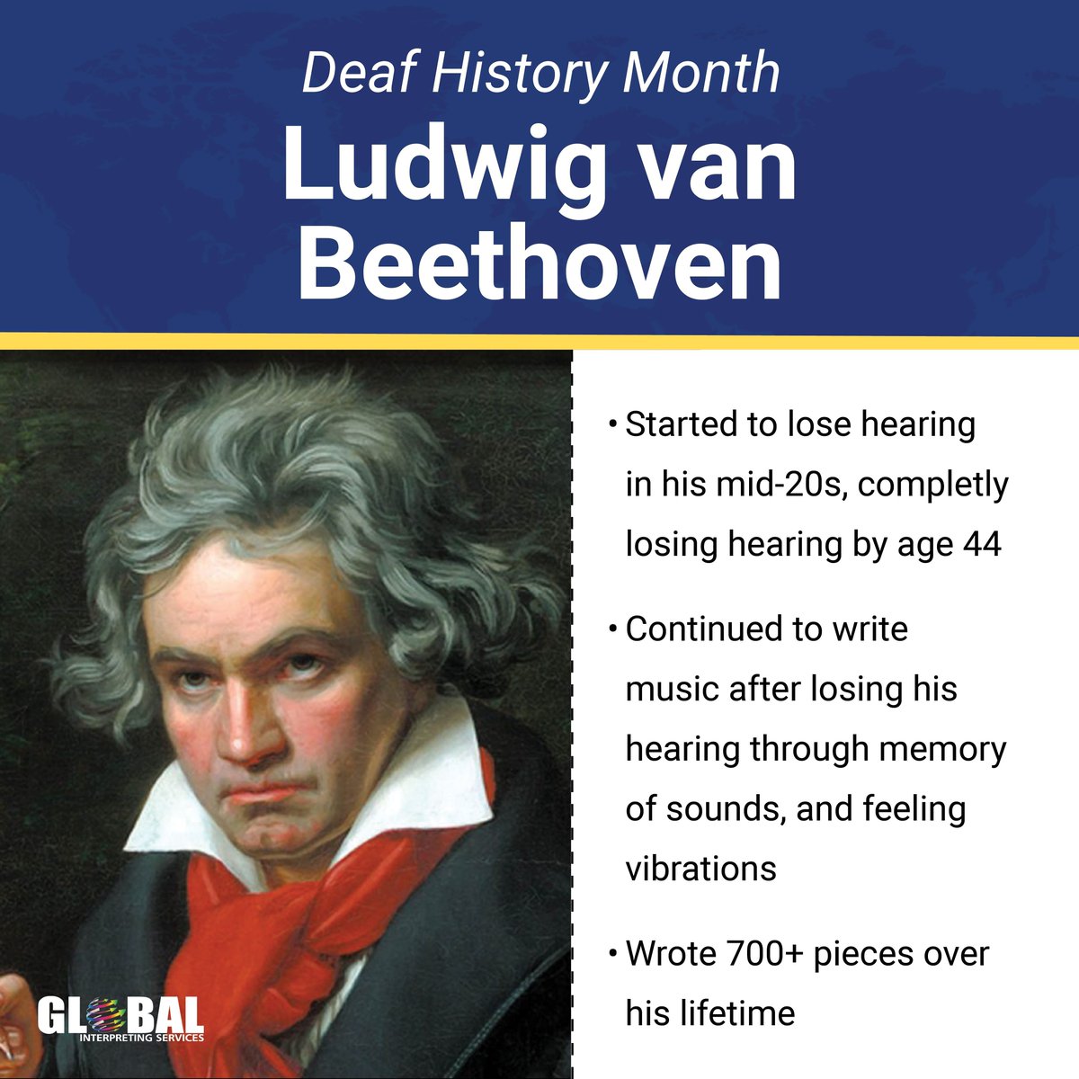Did you know that one of the most legendary composers of all time, Ludwig van Beethoven,  became deaf while composing music?

#DeafHistoryMonth #LudwigVanBeethoven #Inspiration