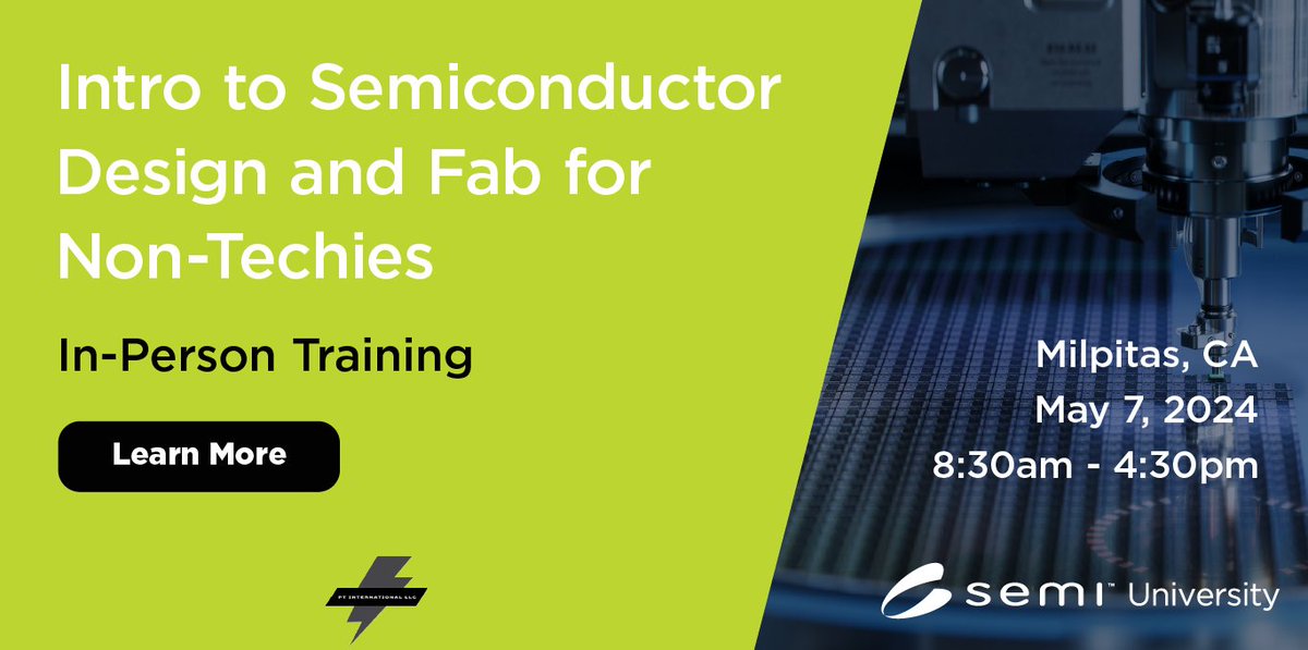 Join us on May 7th for an exciting #SEMIUniversity #livetraining event that delves into #circuitfabrication & #design! Time: 8:30 AM - 4:30 PM PT Location: Milpitas, CA Register: bit.ly/4cFZMaP