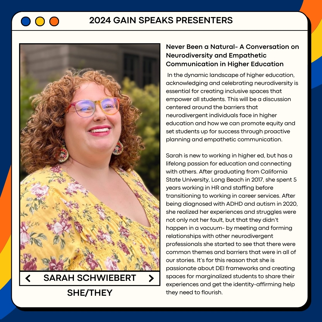 Only four days until registration for GAIN24 closes! 

Visit the link in our bio to register for the opportunity to hear from our GAIN Speaks! presenters like Sarah Schwiebert!