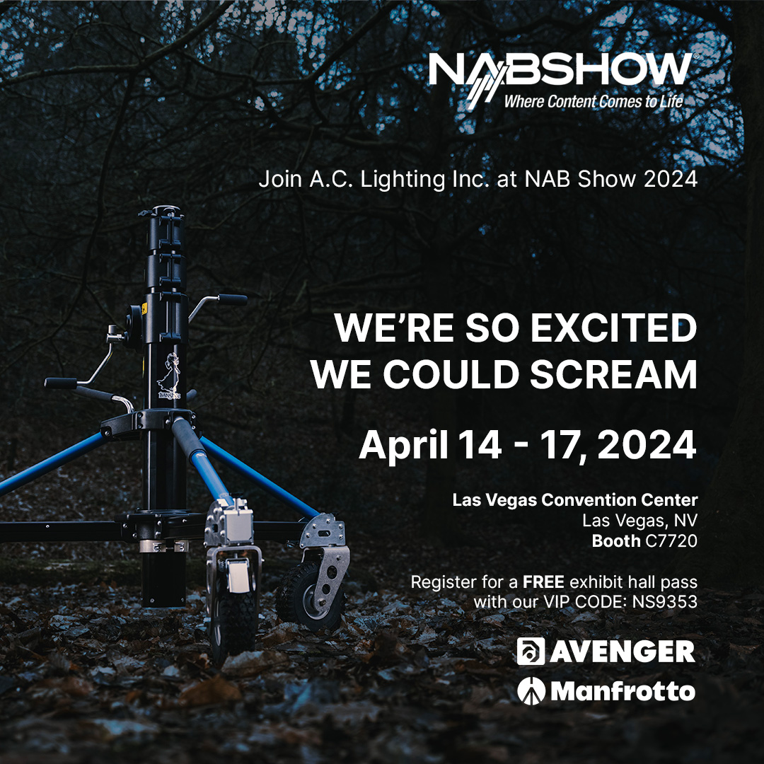 @Avengergrip looks forward to presenting their brand-new ground-breaking heavy-duty cine lighting stand, the Banshee which benefits from a long list of industry leading features. We're so excited we could scream! #gaffer #grip #independantfilmmaking #cinematography #dop #NABShow