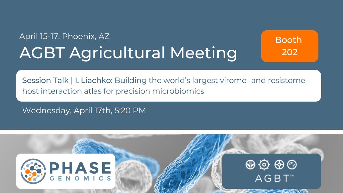 Come see us next week at the @agbt Agricultural Meeting! You can find us at booth 202 or tune into Wednesday’s plenary session, where @ivanliachko will be presenting on precision microbiomics enabled by proximity ligation. #AGBTAg #AGBTAg24