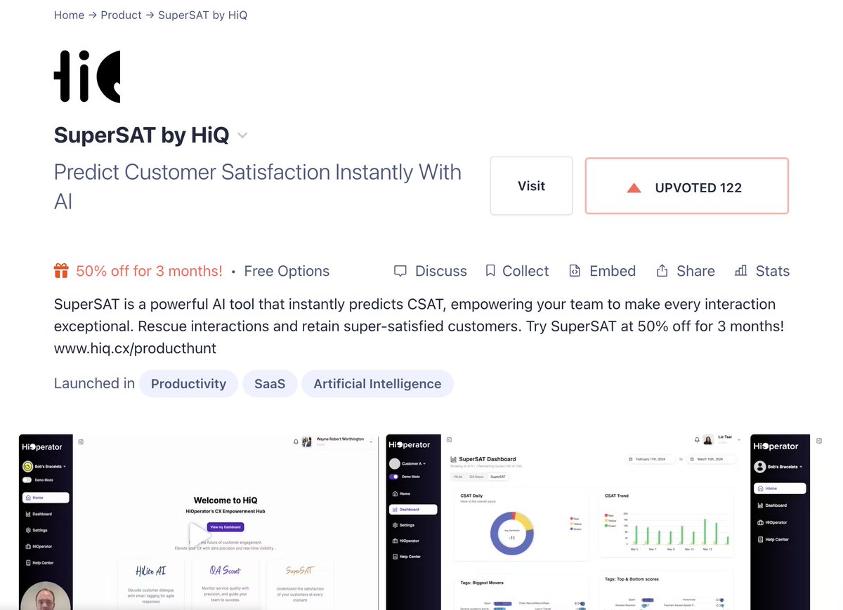 👏 Day 2 of SuperSAT’s Product Hunt Launch with increasing support!! 👏 Measure #customersatisfaction for 100% of customer interactions — even when a customer doesn’t answer your #CSAT survey. Visit and comment on Product Hunt. bit.ly/SuperSATProduc…