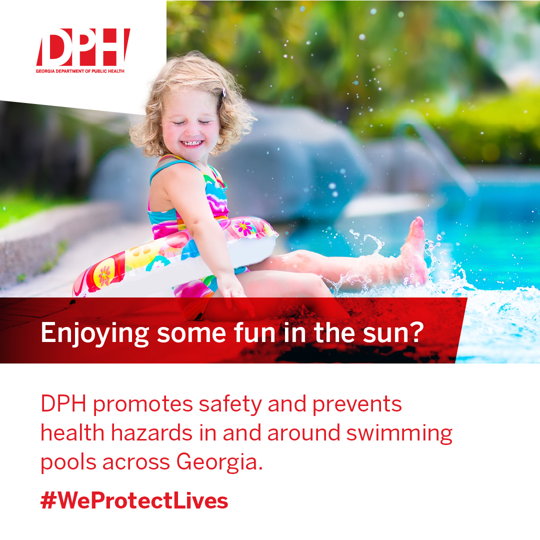 Did you know Georgia DPH works hard every day to make sure swimming pools across the state are safe? Visit our website to learn more about open positions. dph.georgia.gov/careers. #WeProtectLives #ProtectLivesTogether