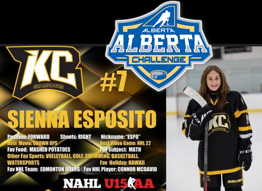 CONGRATULATIONS to Sienna Esposito on being named to Team North Blue for the upcoming Alberta Challenge. Sienna is an alumni of the KC U15AA Shamrocks, and we wish her all the best in the tournament to be held in Red Deer in May.