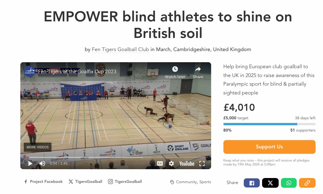 Goalball UK (@goalballuk) on Twitter photo Support <a href="/TigersGoalball/">Fen Tigers Goalball</a> in their bid to host the European Goalball Champions League in the UK for the first time in 2025! ๐ฏ๐ต
They're crowdfunding to make it happen and need your help.
Let's go!
Share & donate if possible! ๐
crowdfunder.co.uk/p/empower-blinโฆ? Support <a href="/TigersGoalball/">Fen Tigers Goalball</a> in their bid to host the European Goalball Champions League in the UK for the first time in 2025! ๐ฏ๐ต
They're crowdfunding to make it happen and need your help.
Let's go!
Share & donate if possible! ๐
crowdfunder.co.uk/p/empower-blinโฆ?