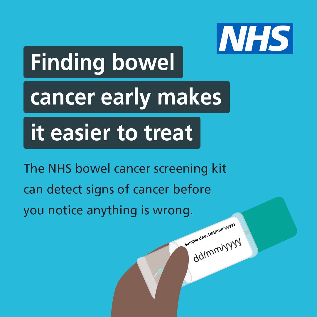 If you’re 56-64 & registered with a GP in England, the NHS will send you a #BowelCancer testing kit. Catching bowel cancer early reduces your chances of getting seriously ill or dying. Put it by the loo. Don’t put it off. Find out more: bit.ly/3TA2E0f #GMBowelScreening