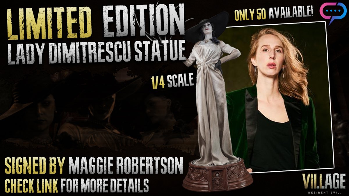 Resident Evil fans, gear up for an ULTRA EXCLUSIVE signing of 1/4 scale Lady Dimitrescu statues by Lady D herself, Maggie Robertson! ONLY 50 available with autograph. Details: hubs.la/Q02sBNdf0 #ladyd #ladydimitrescu #maggierobertson #residentevil #purearts #streamily