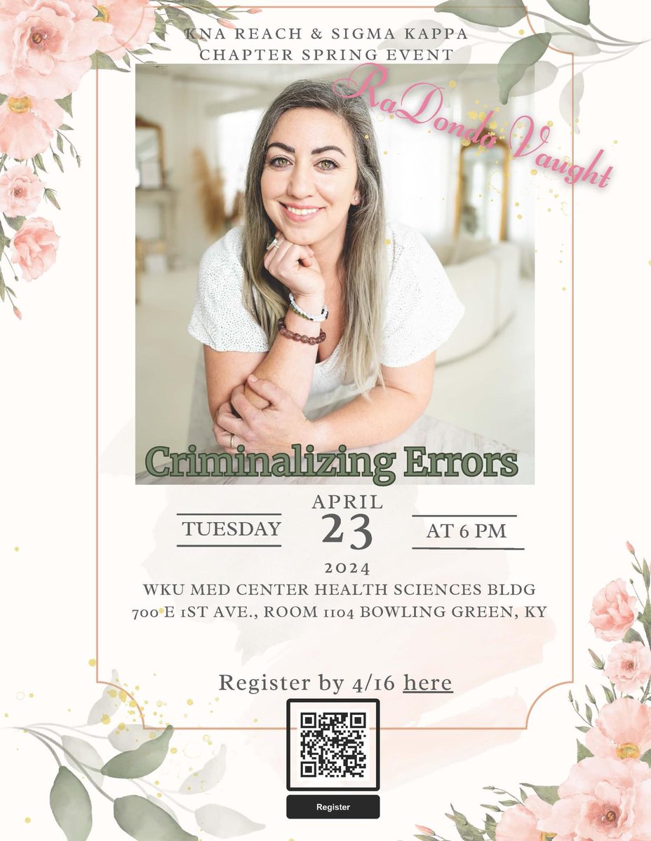 Please join us for our joint Spring Event with KNA Reach for this important discussion about the criminalization of errors! 

Register by 4/16/24 by scanning the QR code or clicking here: docs.google.com/forms/d/e/1FAI…