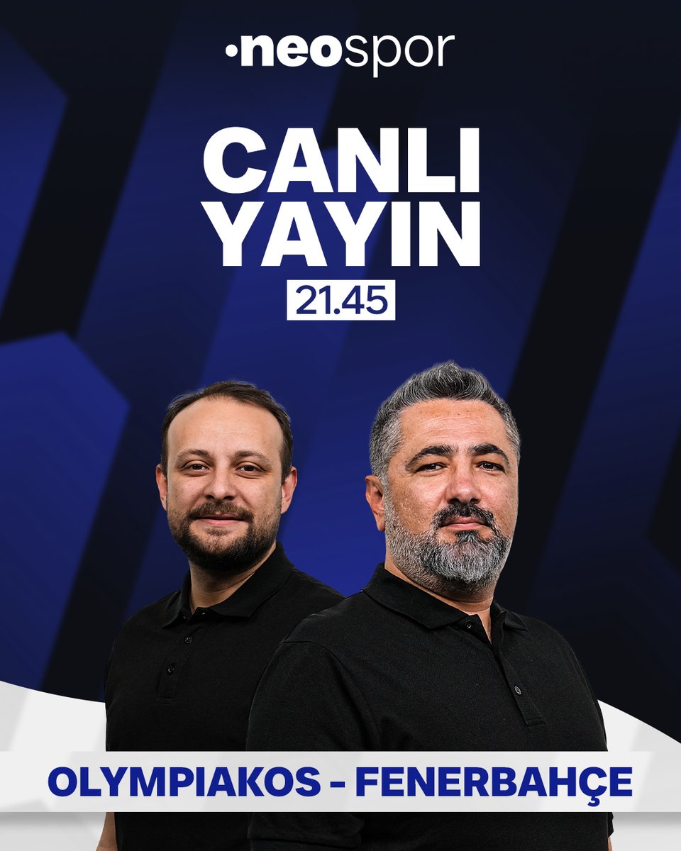 ⚽️ OLYMPIAKOS-FENERBAHÇE MAÇ SONU, saat 21.45'te CANLI yayınla NEO Spor YouTube kanalında! 🎙️ Serdar Ali Çelikler & Onur Tuğrul 📺 youtube.com/live/xU_YI8CHA…