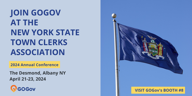 📷 Exciting News! 📷 We're thrilled to announce that GOGov will be exhibiting at the New York State Town Clerks Association Annual Conference! Join us at booth 8 and learn about our solutions to transform local government operations. bit.ly/43WL1fH #NYSTCA #LocalGov