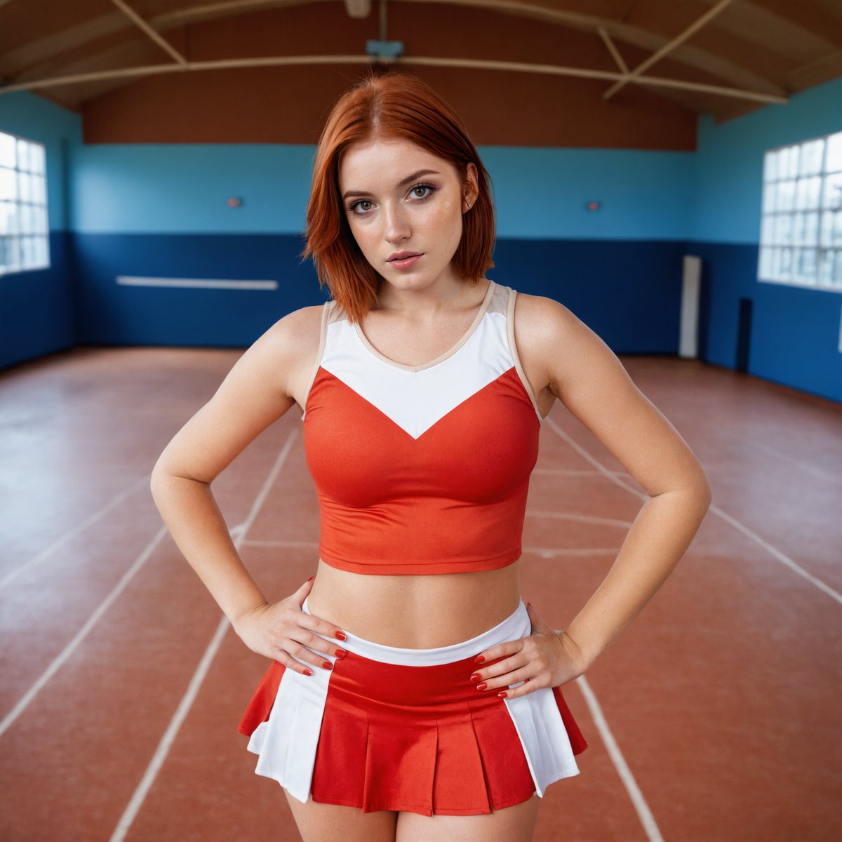 Let's go! 🥳 #redhead #ginger #cheerleader #redhead #beauty #model #aigirl #aimodel #sport #outfit