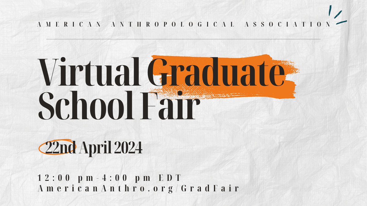 Don't miss the AAA Virtual Graduate School Fair on April 22! We're excited to offer this opportunity for those looking into studying #anthropology in grad school, but want to learn more or need a little guidance in the application process. Register: ow.ly/6TbO50Rar2Y