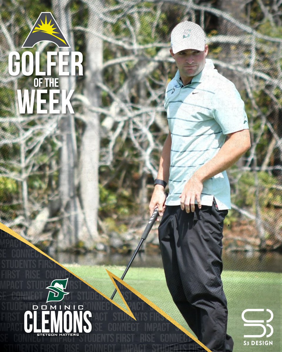 Make that 3️⃣ #ASUNMGOLF Golfer of the Week honors for <a href="/StetsonGolf/">Stetson Golf</a>'s Dominic Clemons! 👏

📰 | asunsports.org/news/2024/4/11…

#ASUNBuilt | #GoHatters 🤠